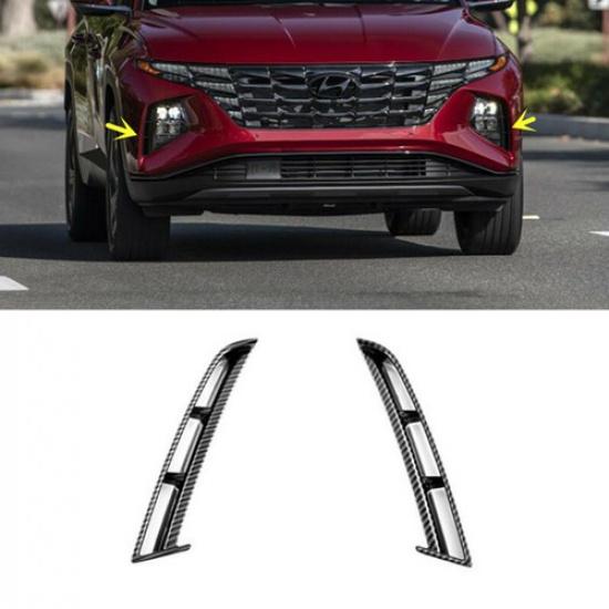 Carbon Fiber 2X Front Fog Lamp Light Cover Trim For Hyundai Tucson 2021 2022