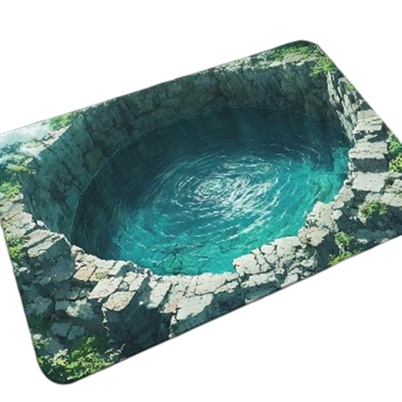3D Optical Illusion Rug Nonslip Floor Mat for Indoor and Outdoor Use Cave Stone Visual Illusion Doormat for Living Room