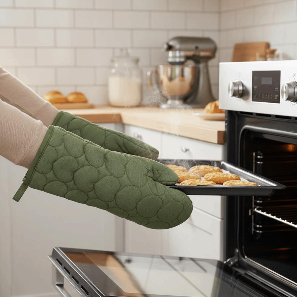 4 pieces/set Heat Resistant Heart Oven Baking Gloves Set Non-slip Insulated Gloves  Dish