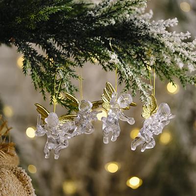 Vánoční transparentní andělský přívěsek uspořádání scény akrylové průhledné