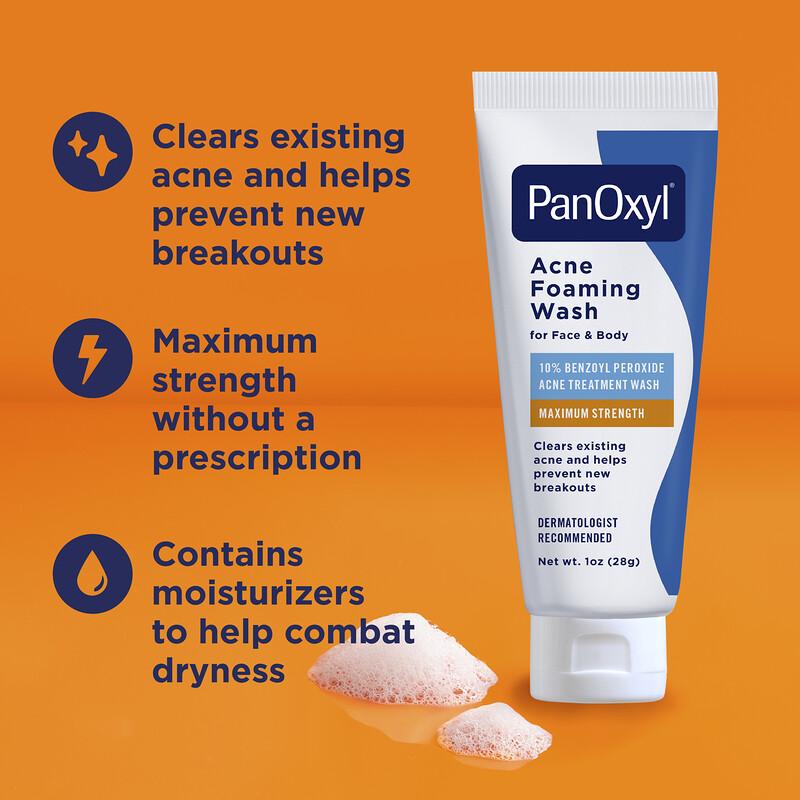 Acne Foaming Wash, For Face & Body, Maximum Strength, 1 oz (28 g)