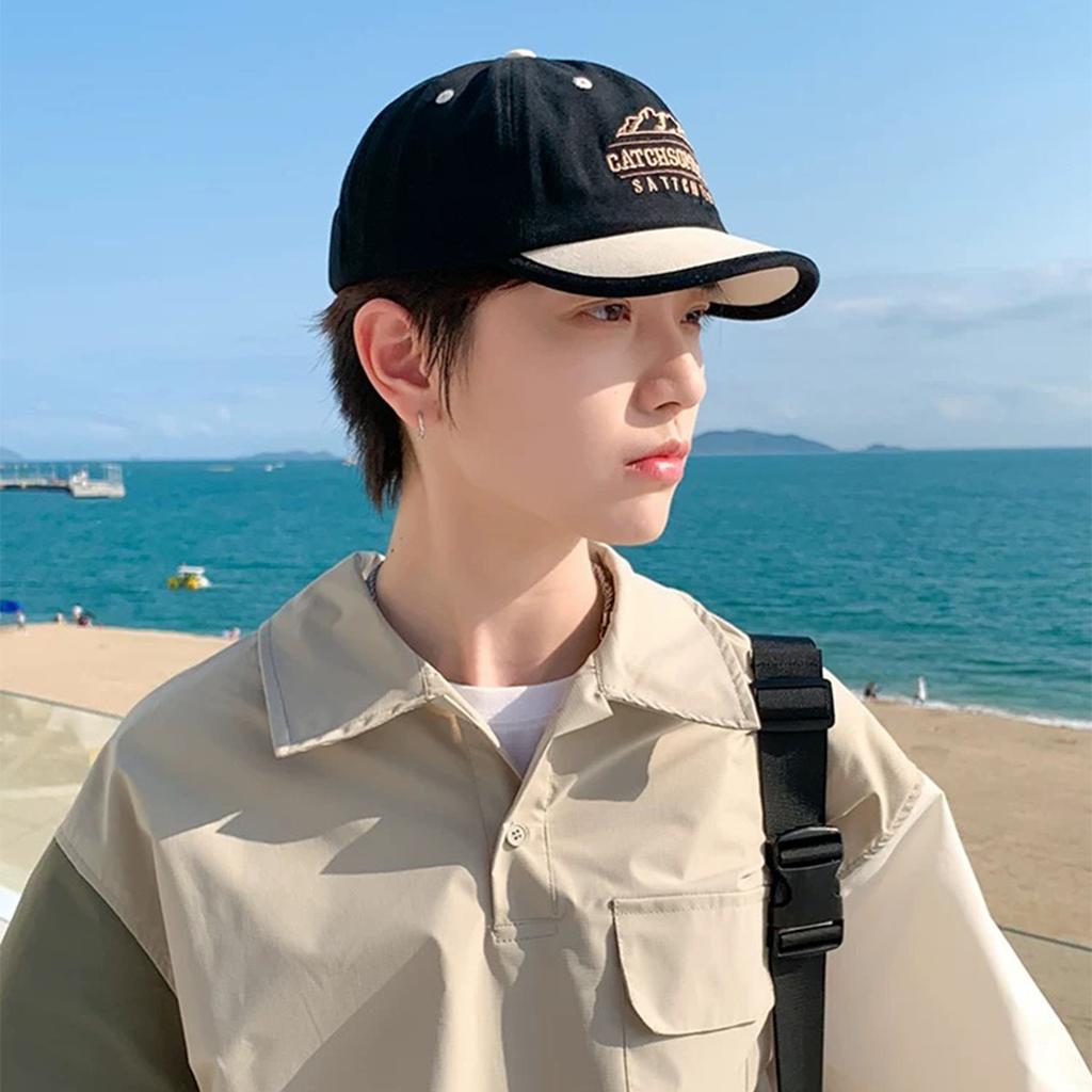 Short Brim Embroidery Letter Color Matching Baseball Cap Men'S And Women'S Sunshade Personality Casual Versatile Cap