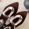 Fashion Sexy Pointed Toe Clip Toe Flip Flops Luxury Metal Decoration Wedges Designer Brand Sandals Women Fashion Comfortable Beach Shoes