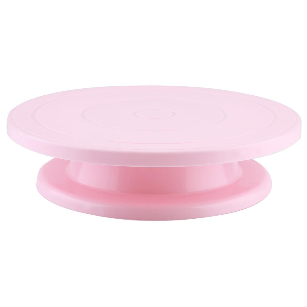 

Поворотный стол для украшения торта, вращающаяся вращающаяся подставка, набор инструментов для украшения выпечки, выпечки (белый) розовый