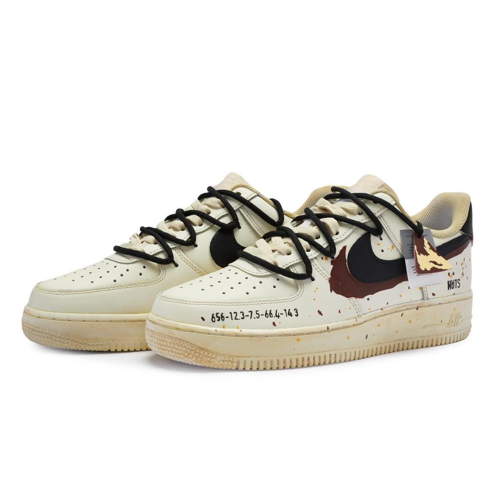 Nike Air Force 1 Slip Resistant Low top Skateboard Shoes Women's Beige Brown Black DH2920-111(Team80-)