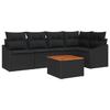 VidaXL Ensemble de canapé de jardin 6 pièces avec coussins en rattan noir 3347835
