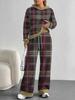 Striped European And American Autumn Casual Geometric Figure Long-Sleeved Suit Women'S Hooded Sweater Trousers Two-Piece Set