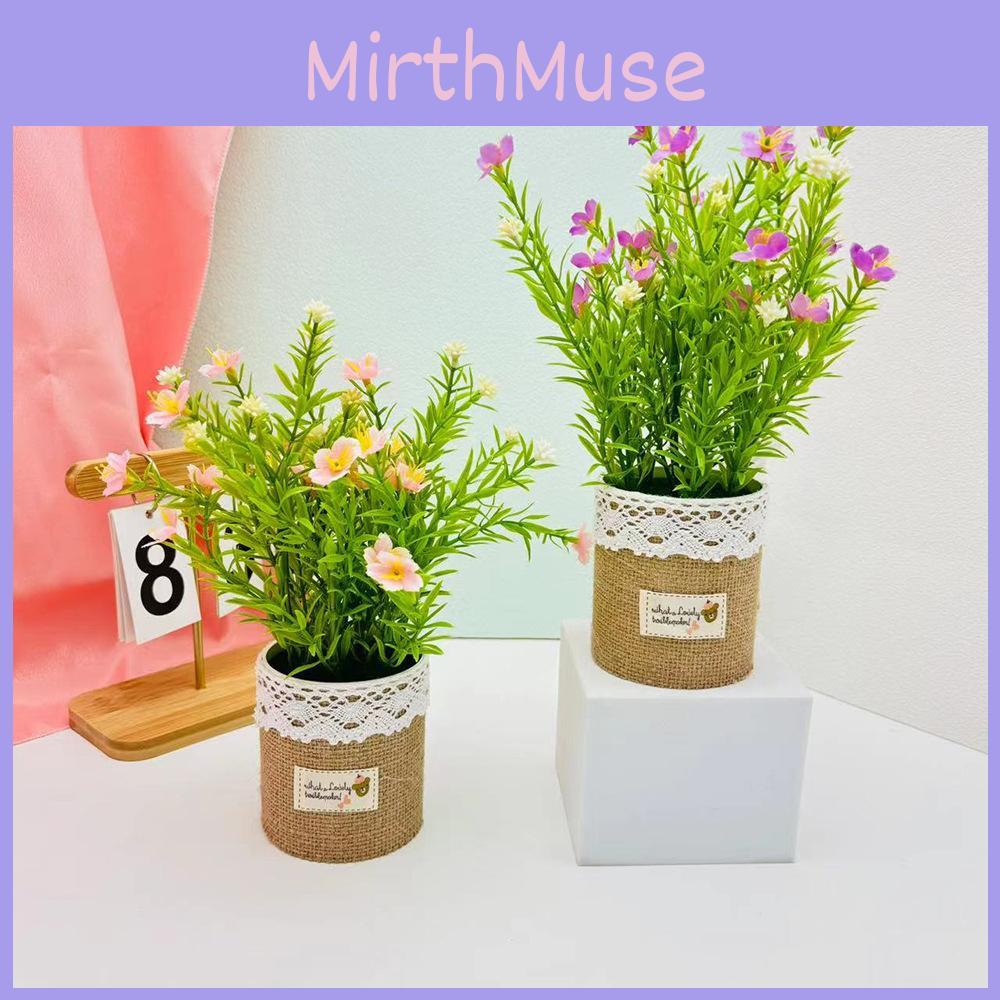 Small Fabric Flower Pot Decor With Faux Greenery For Restaurant And Hotel Ambiance