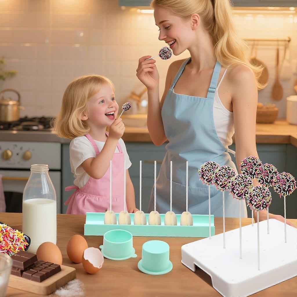 Round Cake Pop Mold with Tray & Pusher, 3D Printed Cake Pop Cutter and Pusher, Baking Molds for Home Baking & Parties