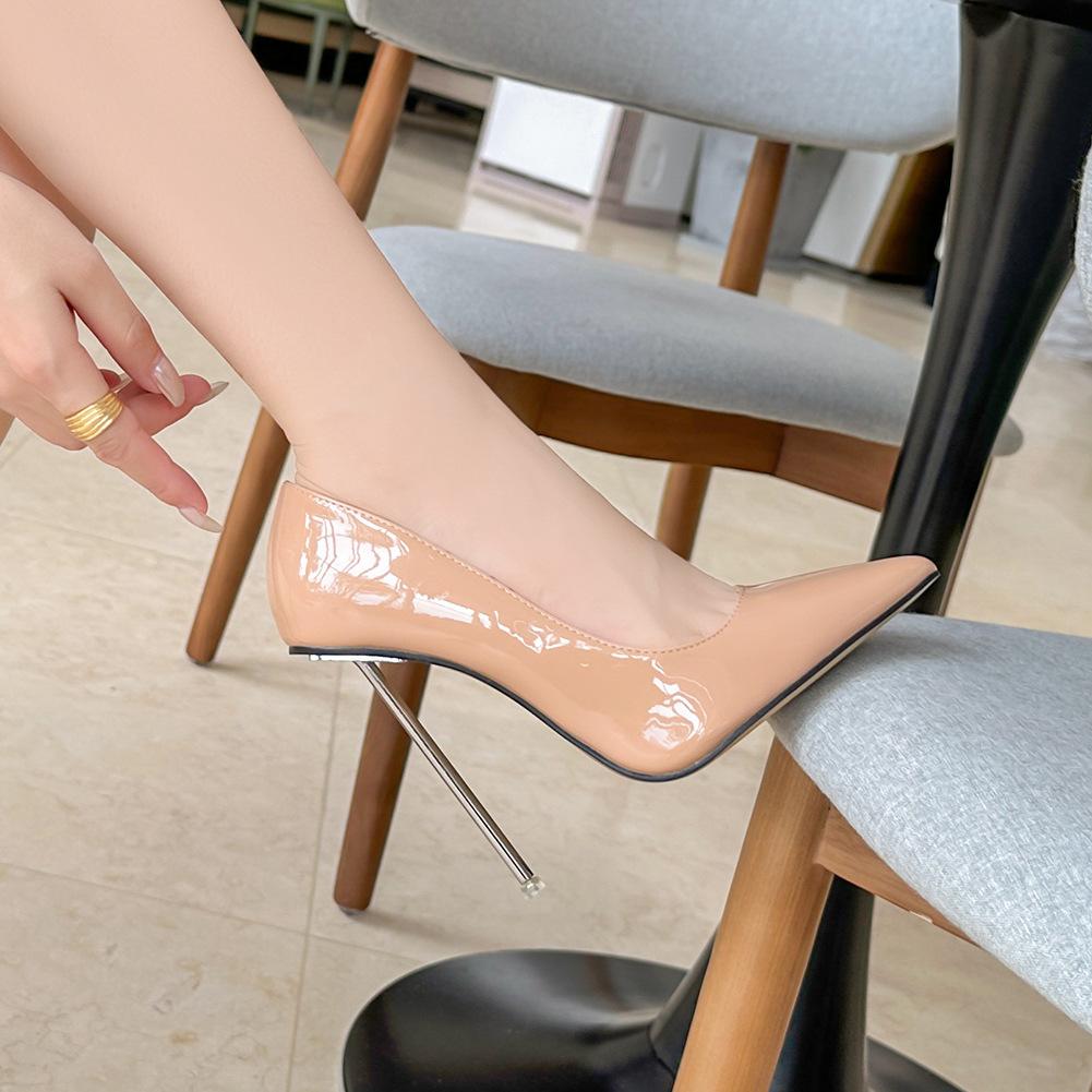 Femei Sexy Modă Modă Pantofi Singuri Cu Vârf Metalic Toc Subțire Pantofi de Damă WZ
