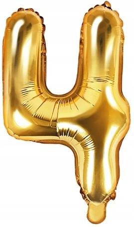 Balon Foliowy Cyfra "4" 35Cm Złoty Metal 1 Szt.