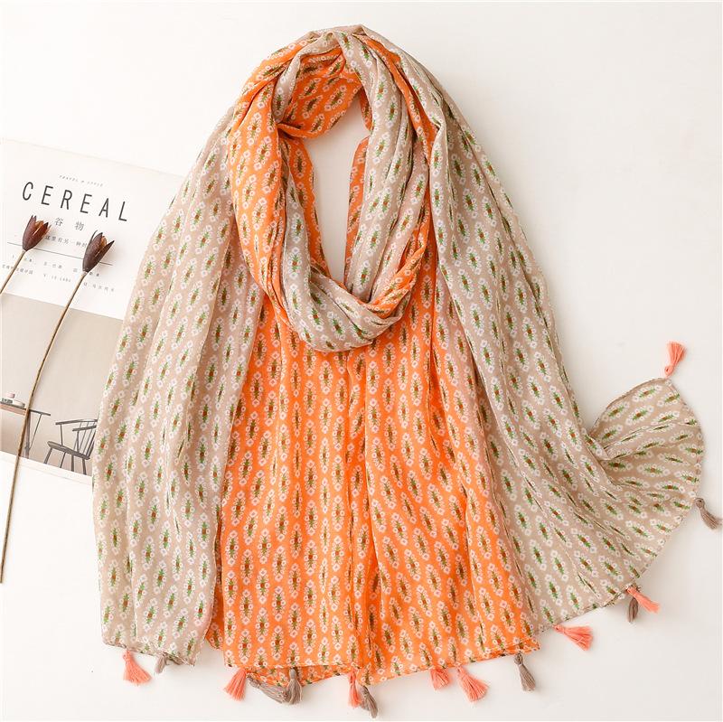 Soft Thin Scarf  Viscose Women Aztec Patchwork Floral Tassel Shawls And Wraps Female Muslim Hijab Bufanda Sjaal  Fashion
