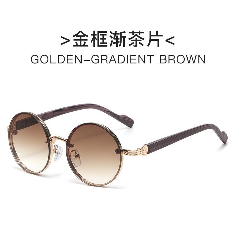 

New Fashion Round Sun Glasses Classic Gradient Outdoor Shades Trendy Luxury Design Metal Rim Sun Glasses UV400 Shades
