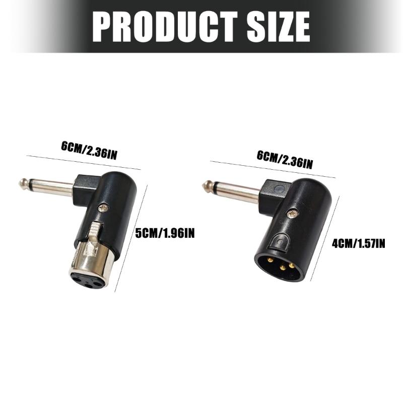 90 Degree Aluminum 6.35mm to XLR 3 Pin Audios Adapter Converter for Recording Equipment and Live Sound Applications