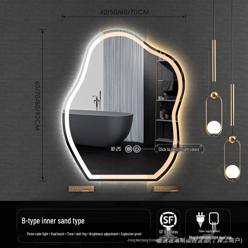 Irregular Shape LED Vanity Mirror: Wall-Mounted, Luminous, Smart Cloud Bedroom Makeup Mirror with Lights