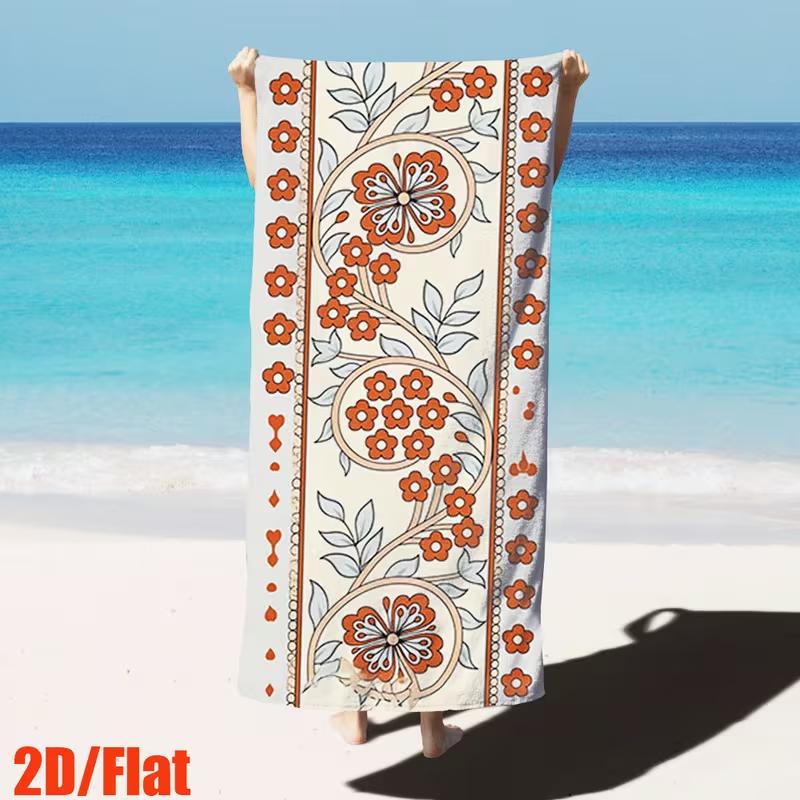 Textilien Bohemian Vintage Floral Vine Beach Towel Large Soft Absorbent Towel Retro Floral Aesthetics Vines Border Towel For Beach