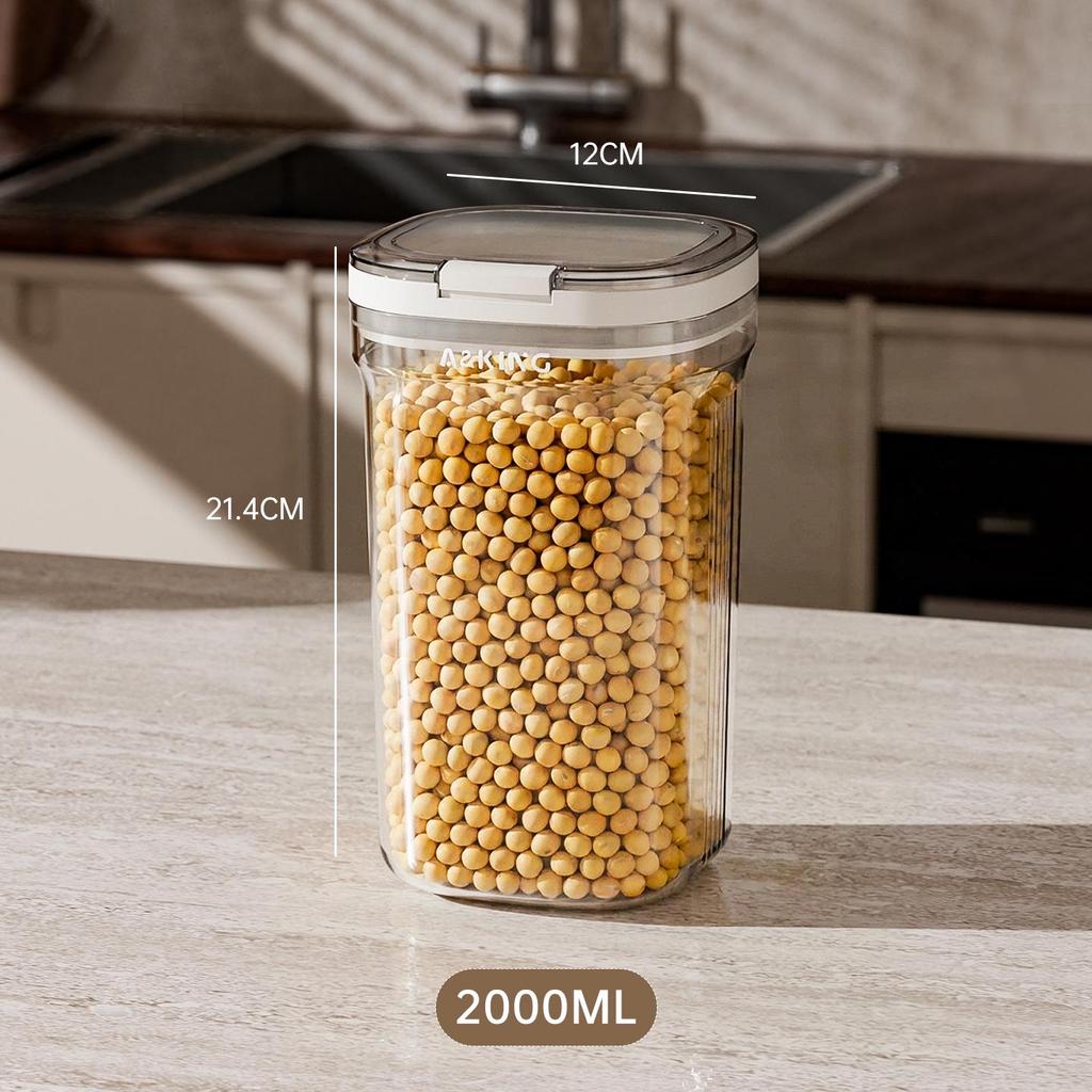 Sealed Push-Top Kitchen Jar for Tea, Grains & Coffee Beans - Moisture-Proof Storage Container