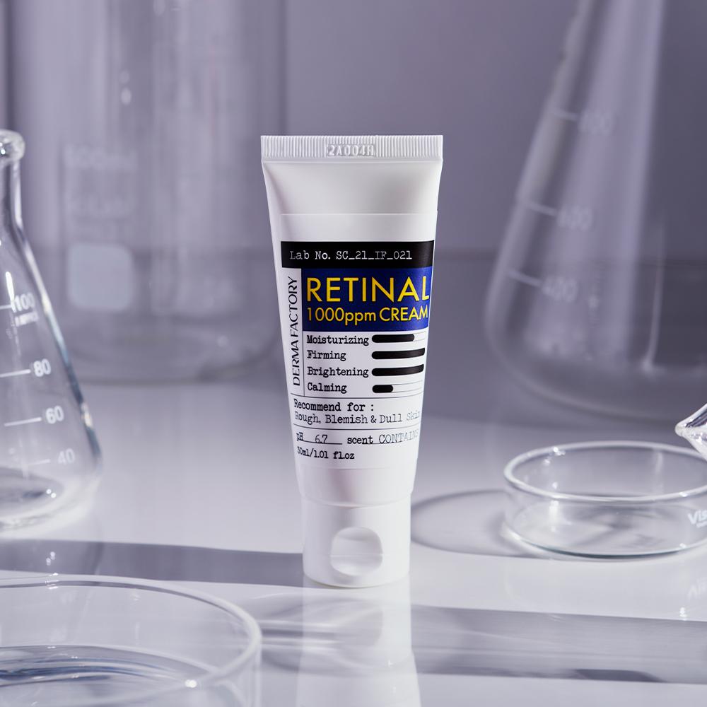 DERMA FACTORY Retinal 1000ppm Cream 30ml – Anti-Wrinkle, Firming, Skin Renewal & Hydrating Night Care, Korean
