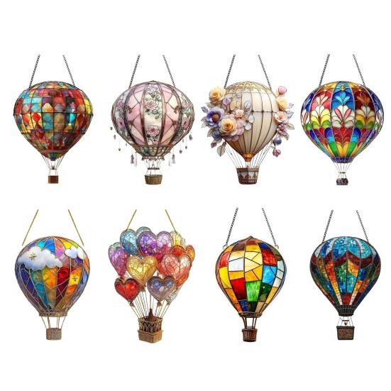 Hot Air Balloon Decoration 2D Flat Acrylic Pendant Colorful Hot Air