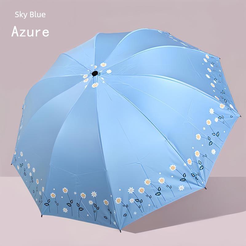 Manual Large Folding Umbrella for Female Students, Dual-Purpose Sun and Rain Umbrella, Sun Protection Umbrella