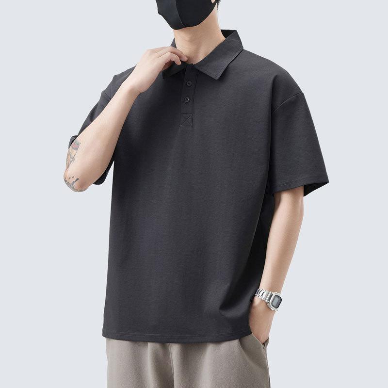 

Мужская летняя новая свободная футболка-поло с коротким рукавом, мужская тонкая футболка с коротким рукавом и лацканом 4XL серый