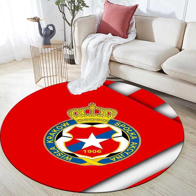 Wisla Krakow Logo Pattern Round rug,Carpet Rug for Living Room Bedroom Playroom ,Non-slip Floor Mat,Holiday Gifts and Birthday Gifts.