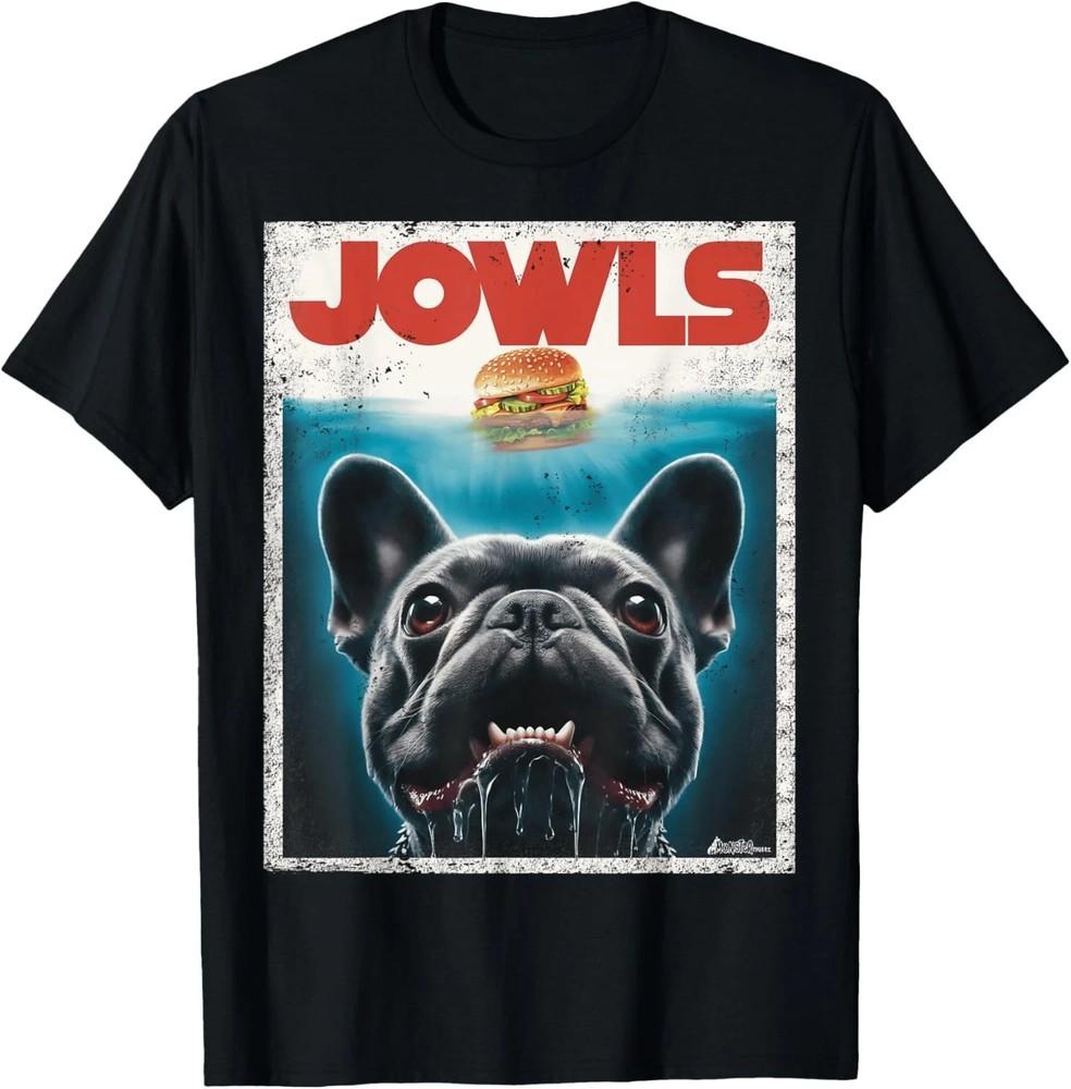 Funny Black French Bulldog Jowls Top, Frenchie Mom, Dog Dad Unisex T-Shirt S