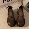 Autumn Women's Fashion Casual Thick Heel Leather Shoes