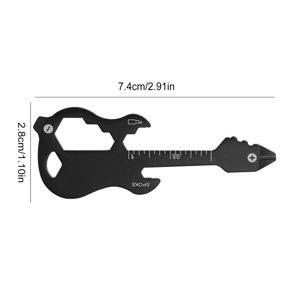 

Beer Opener Keychain Stainless Steel Multi-Purpose Guitar Carabiner Utility Keychain For Men For Boyfriend Music Lovers Daily чёрный