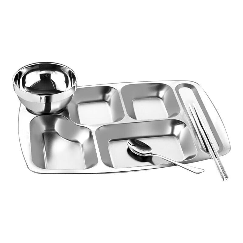 304 Stainless Steel 6-Compartment Meal Tray Set