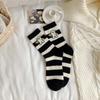 Ladies Autumn and Winter Velvet and Thick Sweet Embroidered Dog Mid Tube Socks
