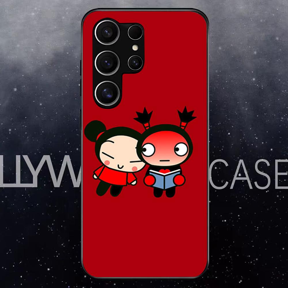 Pucca-A G-Garu Cartoon Phone Case For Samsung S25 Edge Ultra S23 S22 S21 S20 Ultra Plus S24 Fe A54 A53 A25 Glass Cover