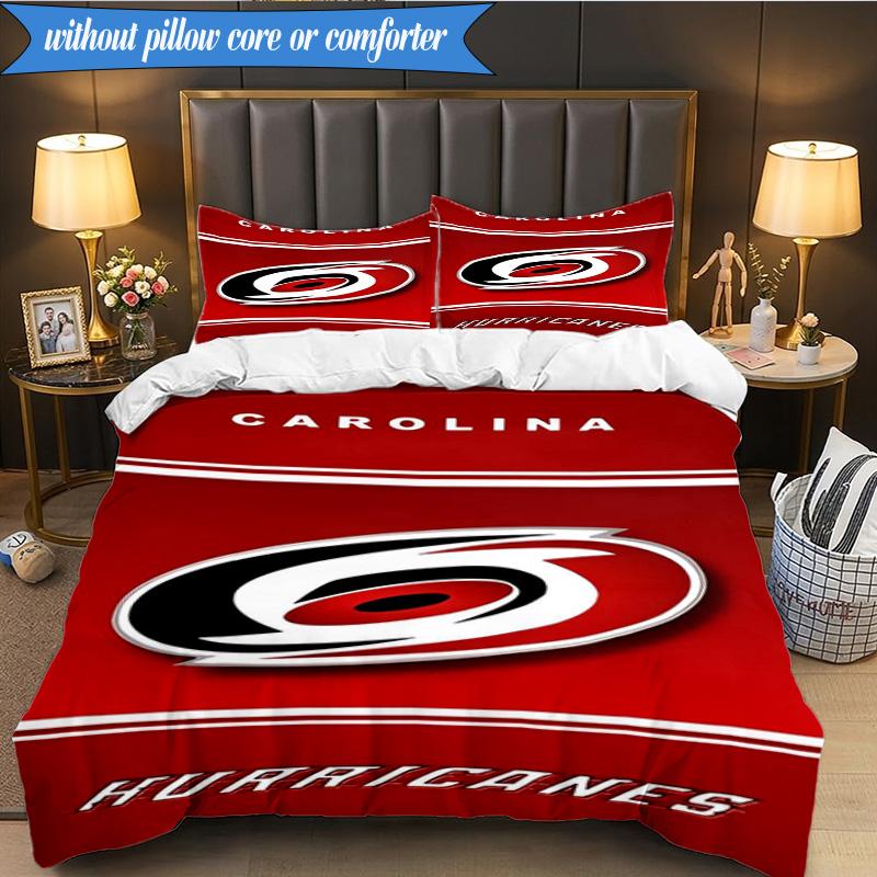 3PCS Hurricanes Team Spirit Bedding Set,Including 1pc Duvet Cover And 2pcs Pillowcases Perfect for Bedroom, Dormitory, Fan Christmas gift