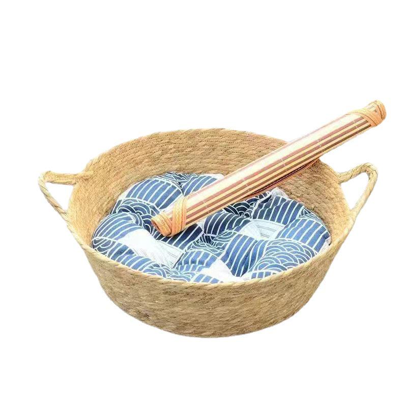 Cattail Woven Cat Bed: Summer Cooling Japanese Style, Scratch Pad, Pet Nest for All Seasons