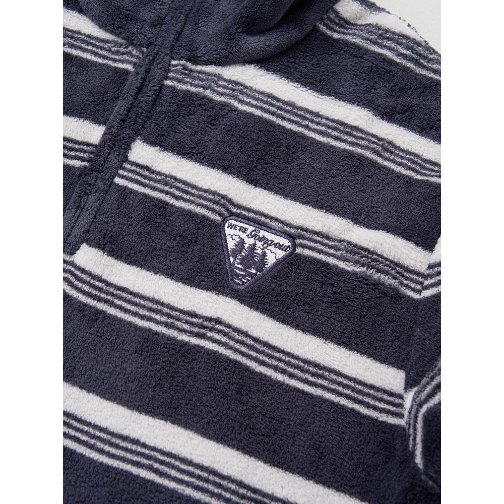 Daiso [arrived In September AvaiLabLe] HeLLo Autumn Embroidered poInt HaLf Zip Top L Navy