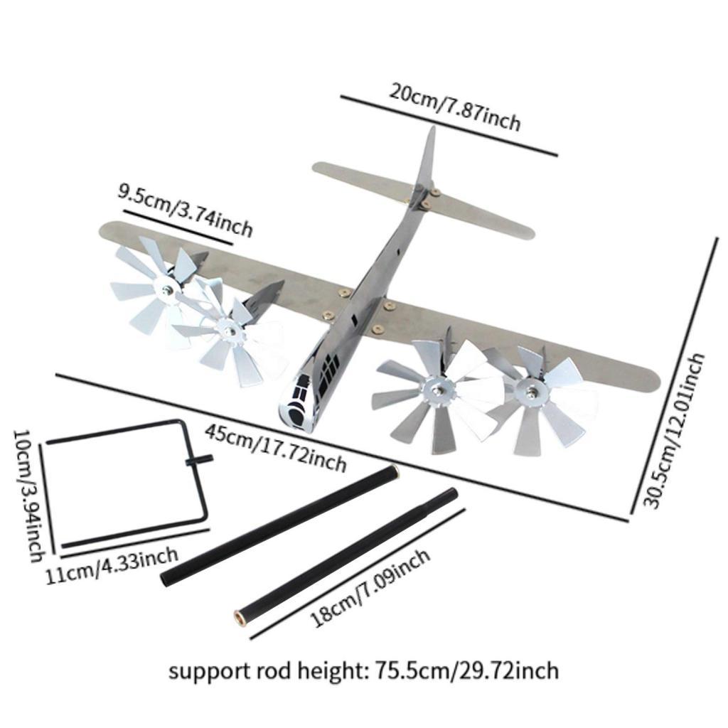 Wind Spinner Metal Creative Housewarming Gift Sturdy Airplane Wind Sculpture Ornament for Courtyard Outside Garden Yard Patio