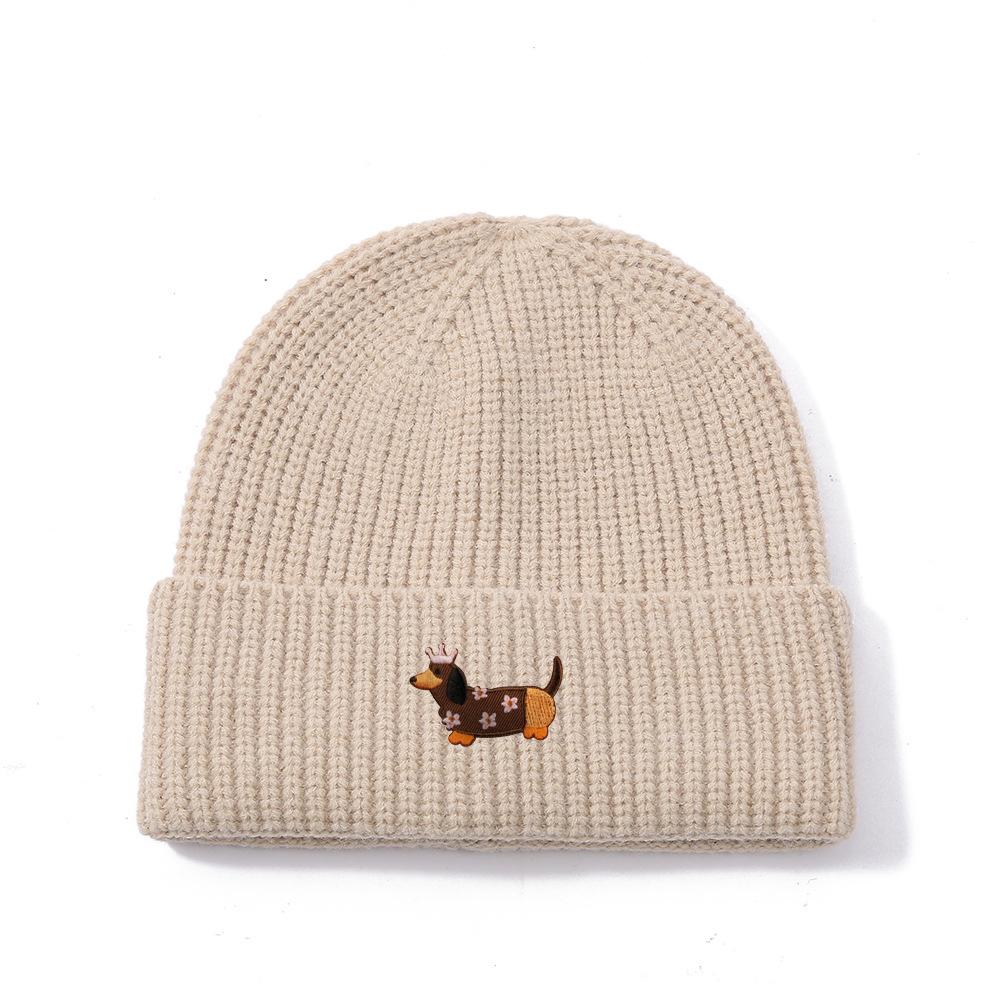 Solid color knitted hat for winter windproof and warm women's woolen hat, versatile dome hat