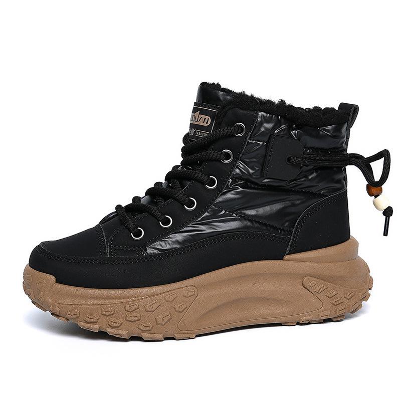 

Women s Large Size Soft Sole Winter Warm Fur One Anti-slip Snow Boots Padded Lined Ankle Boots Waterproof Outdoor Sports Cotton Boots 35 чёрный