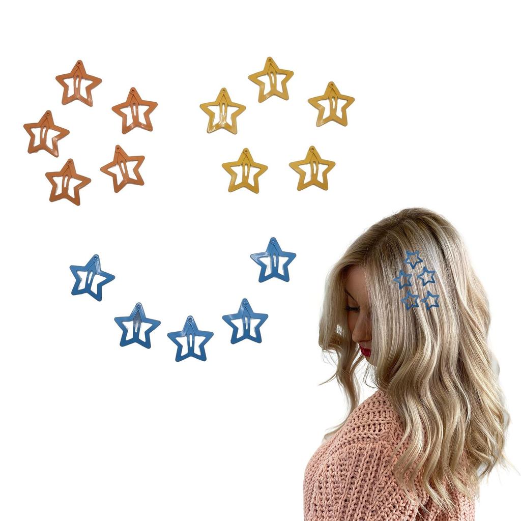 30 Stück Goldene Stern Haarspangen 1,2 Zoll Vintage Y2K Metall Druckspangen für Frauen Mädchen Hohl Punk Haaraccessoires