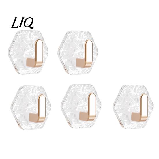 Home Organization Hooks Acrylic Adhesive Hooks, Hexagonal Wave Shape, No Drilling Easy Hexagon Installation Hook, Modern Style Clear for Bathroom