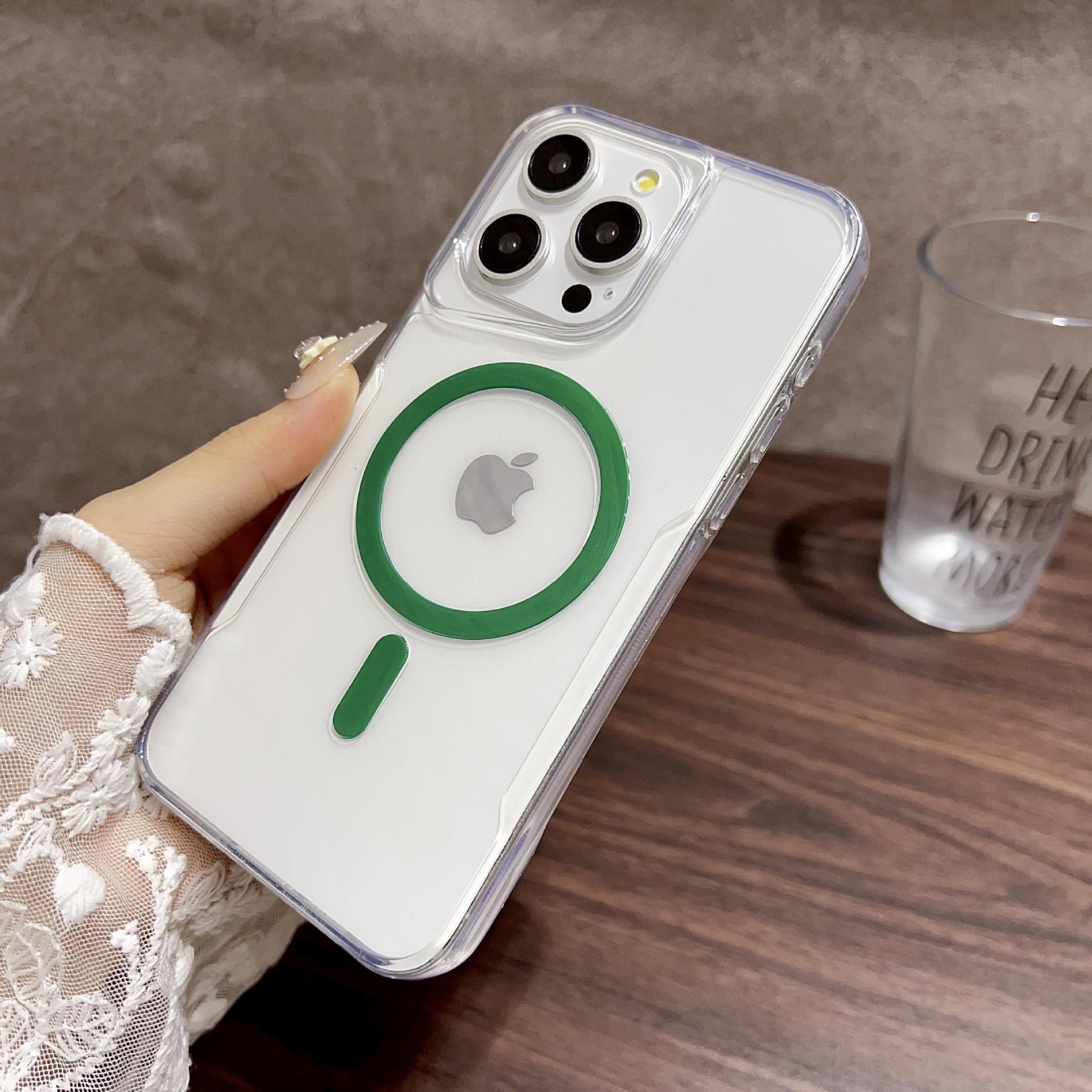 

Магнитный чехол с узкой талией, подходит для чехла для мобильного телефона iPhone 15 Apple 14 Простой прозрачный мягкий чехол из ТПУ Защитный чехол 13 iPhone 12/12pro зелёный