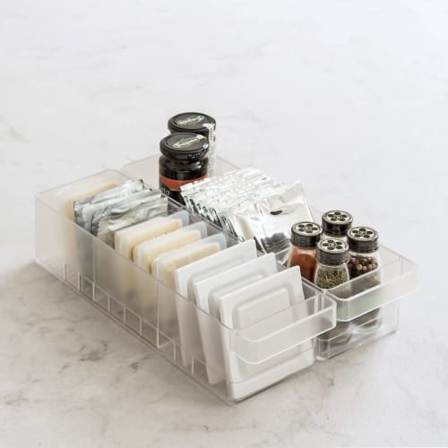 Yamazaki Refrigerator Storage Cases (Set of 2) with Dividers and Handles, White, 5762 X 2