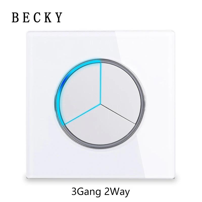 White Glass Panel Switch Button Surround Indicator Light EU UK Standard Circular Reset Switch Socket Office Home Villa Hotel