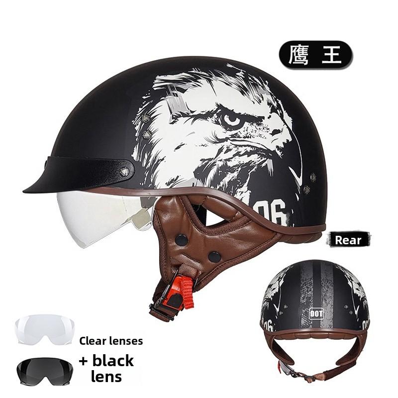 Motorcycle Helmet Retro Half Helmet Unisex Four Seasons Cycling Safety Helmet Cool
