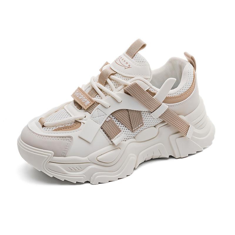 Nové jarní a podzimní ležérní tenisky s tlustou podrážkou zvyšující výšku, prodyšné "dad shoes" pro ženy, super populární lodičky, trendy