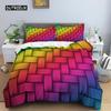 Geometric Duvet Cover Set Queen Size Abstract Art Rainbow Glass Bedding Set Colorful Polyester Quilt Cover Pillowcase for Kids