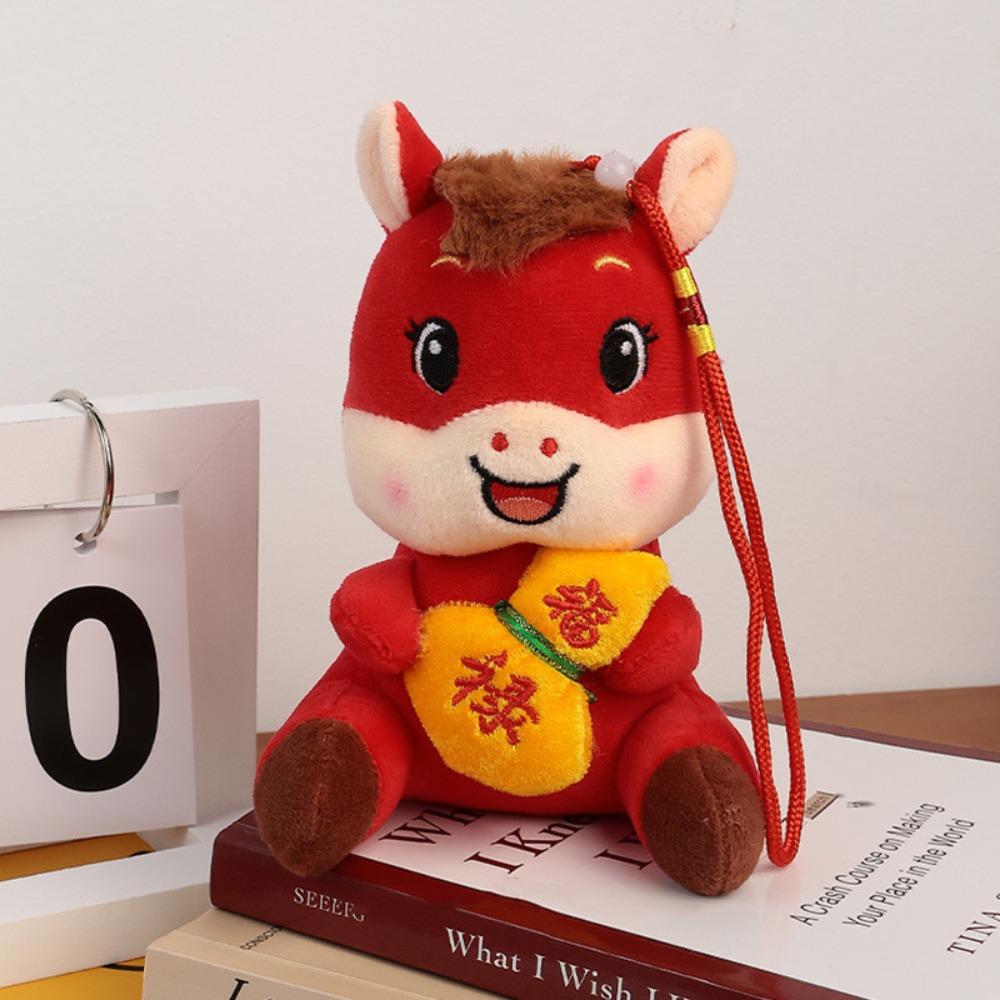 Lucky Chinese Zodiac Horse Doll Red Mascot Wealth Pony Pony Plush Doll  New Year