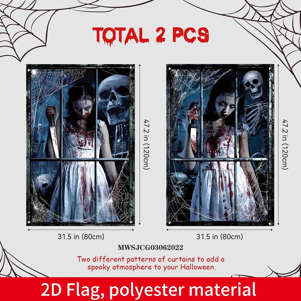 2D Banner 2 Halloween Banner Spooky For Home Indoor Outdoor Party Gift