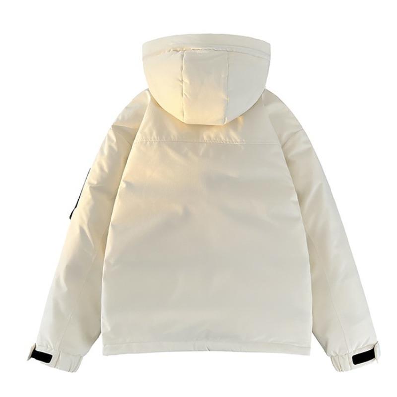 Men's and Women's Hooded Solid Color Versatile White Duck Down Jacket, Youth Casual Warm Jacket, Thickened In Winter