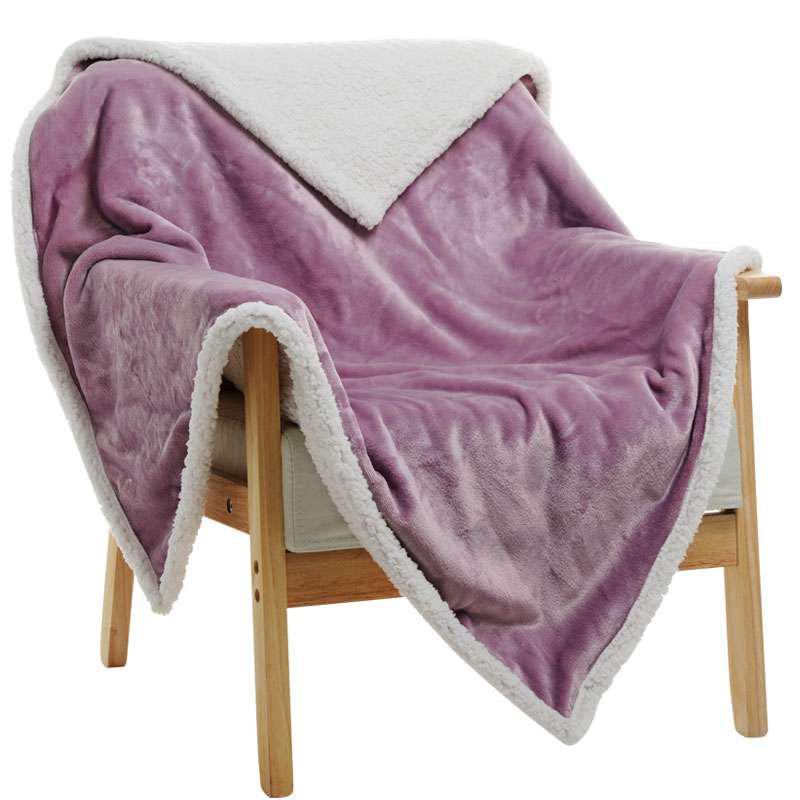 

Fleece Flannel Sherpa Blanket Soft Plush Warm Thickened Bed Sofa Queen Twin 80*120cm/31.5*41.2Inch фіолетовий